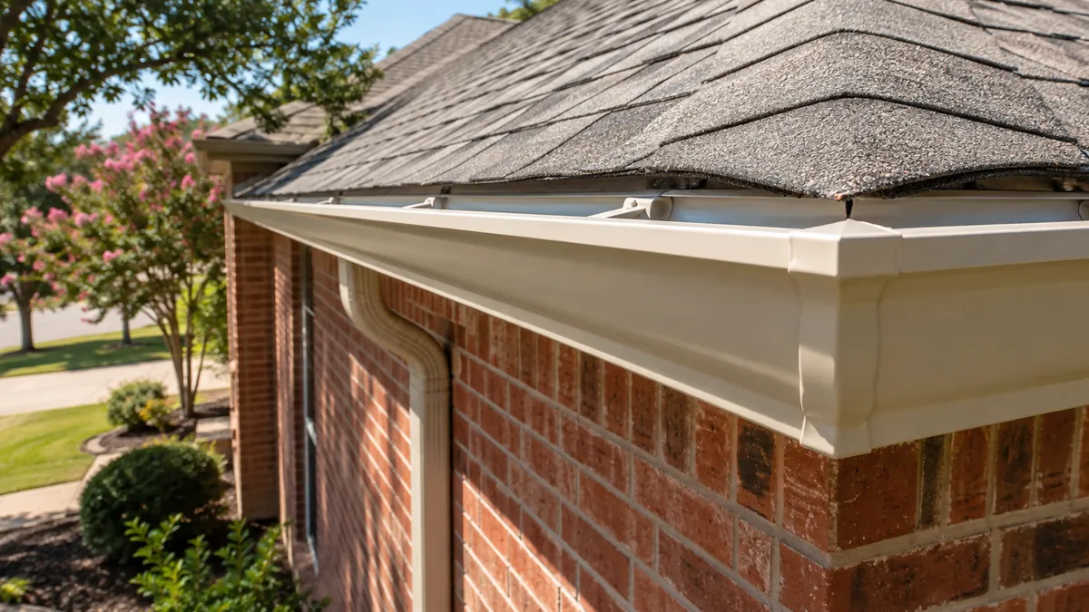 Seamless gutter system on residential home